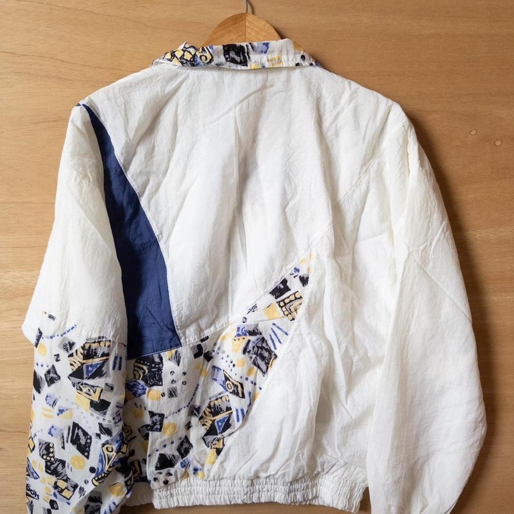 White and blue vintage Reebok 90s windbreaker jacket - Picture 5 of 5